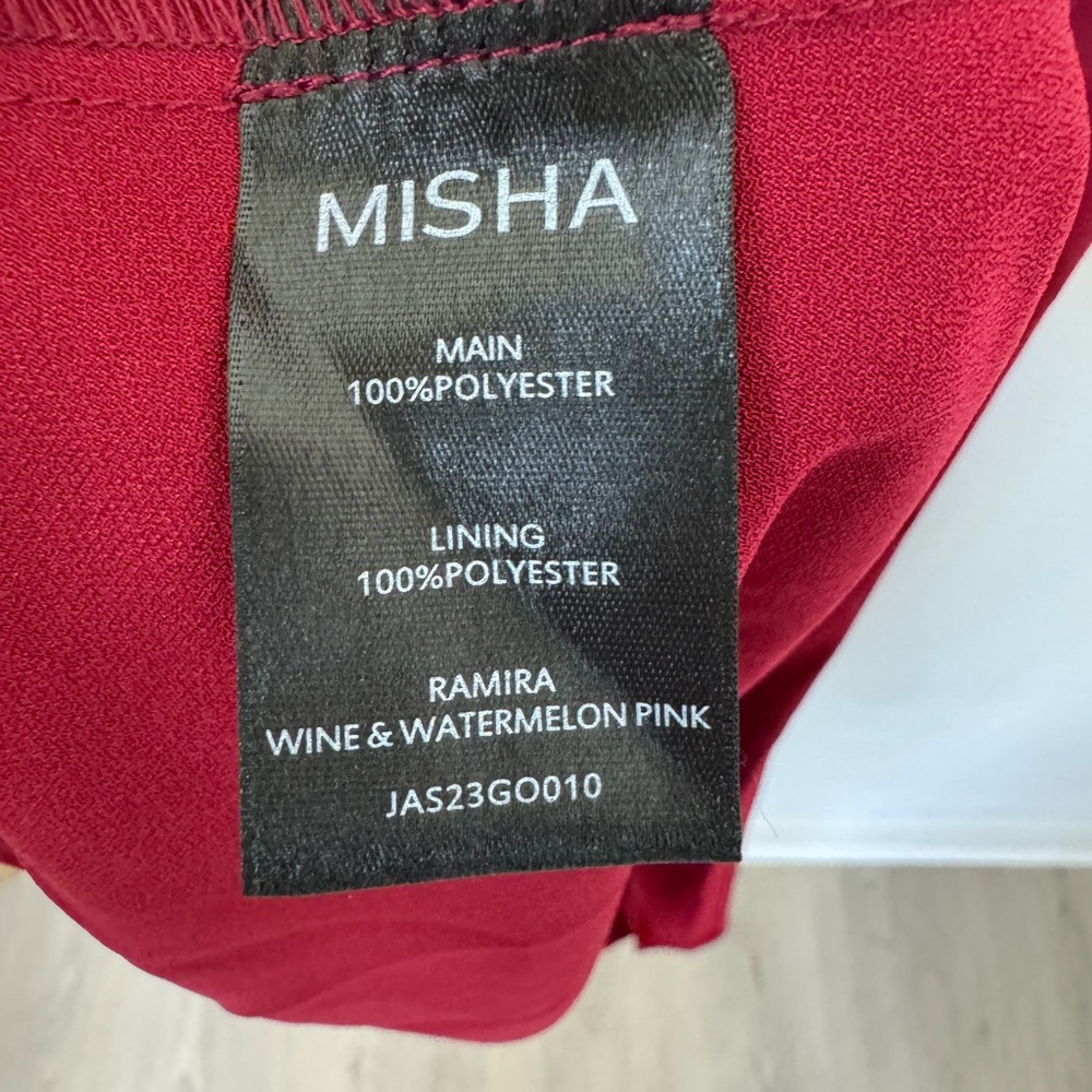 NWT Anthropologie Misha Ramira V-neck Cutout Midi Dress Red Satin Size L Large - Picture 10 of 16